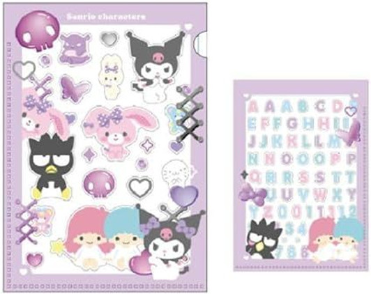 T's Factory Sanrio Characters Mini Clear File and Stickers Set - Purple