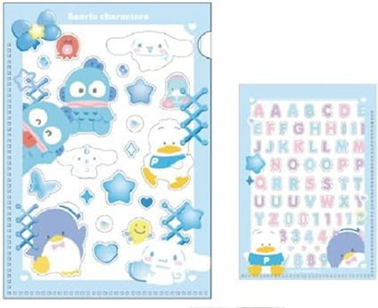 T's Factory Sanrio Characters Mini Clear File and Stickers Set - Blue
