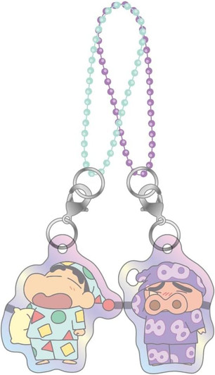 T's Factory Crayon Shin-chan Aurora Pear Acrylic Keychain Shin-chan & Buri Buri Zaemon in Pajamas