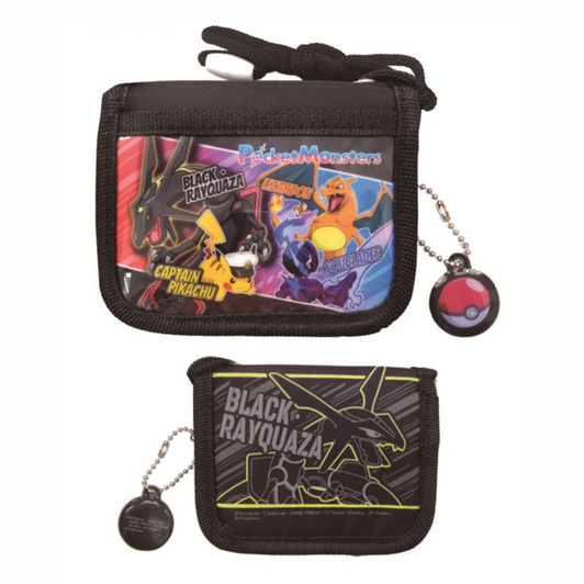 Sun Art Pokemon Center Wallet with Neck Strap Black Rayquaza