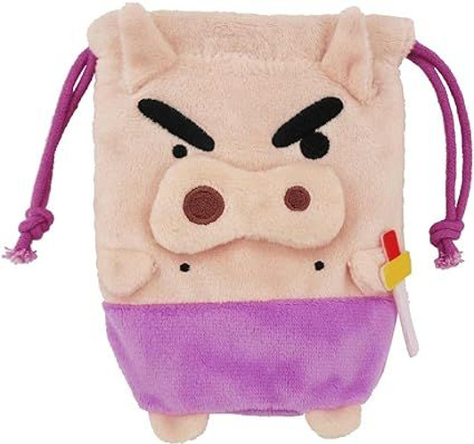 Unique730 Crayon Shin-chan Plush Drawstring Pouch - Buri Buri Zaemon