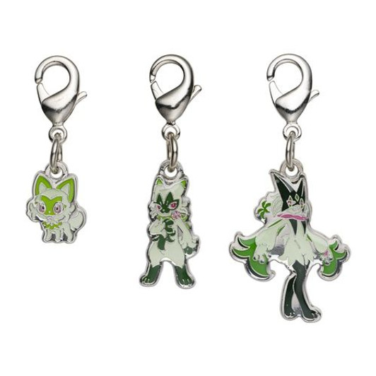 Pokemon Center Original Nationwide Pokedex Metal Charm Set / Sprigatito Floragato Meowscarada (906, 907, 908)