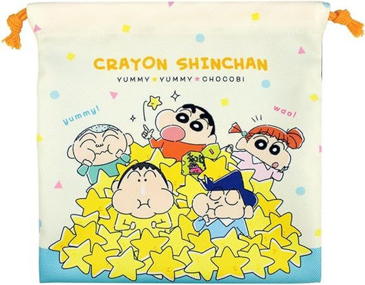 T's Factory Crayon Shin-chan Flat Drawstring Pouch / Lots of Chocobi! (Friends)