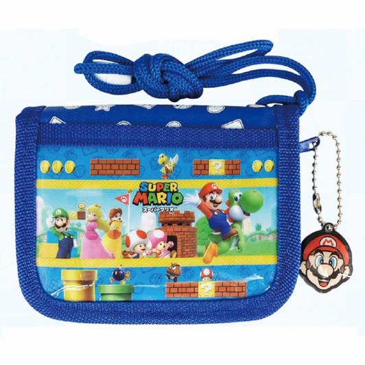 Sun Art Super Mario Two-Fold Wallet with Strap - Blue