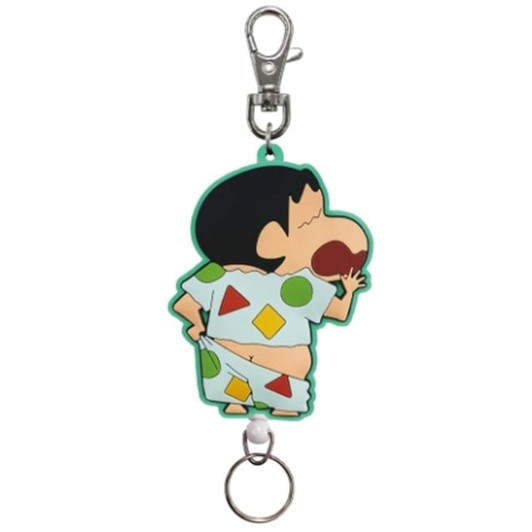SK JAPAN Crayon Shin-chan Rubber Reel Keychain Nemu Nemu Pajamas