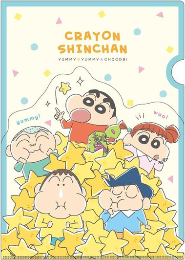 T's Factory Crayon Shin-chan A4 Clear File with Die-Cut Pocket / Lots of Chocobi! (Friends)