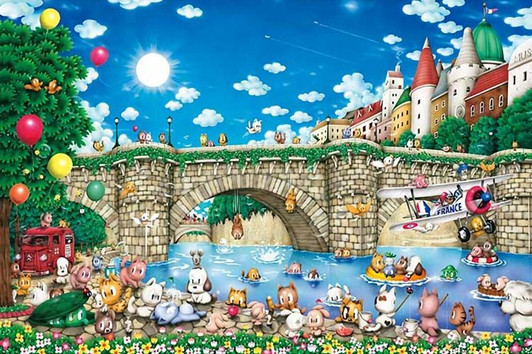 Apollo-sha 1000-911 Jigsaw Puzzle Pont Neuf Cats (1000 Pieces)