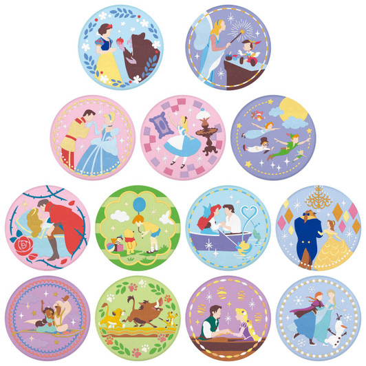 Bandai Candy Disney Characters Fabric Button Badge Collection w/Cookie 12pcs Box