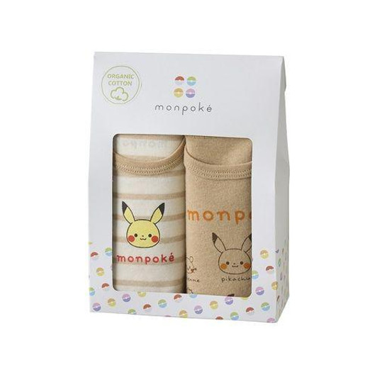  Pokemon Center Original Monpoke Short Sleeve Baby Bodysuits 2Pcs - Striped (70-80) 