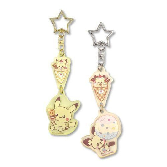  Pokemon Center Original PokePeace Frost Acrylic Key Holder Set Pikachu & Pichu (Sweets Shop) 