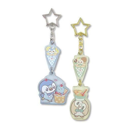 Pokemon Center Original PokePeace Frost Acrylic Keyholder Set Piplup & Rowlet (Sweets Shop)