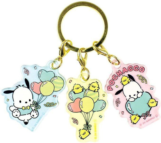  T's Factory Sanrio 3 Charm Keychain Pochacco Party / Balloon 
