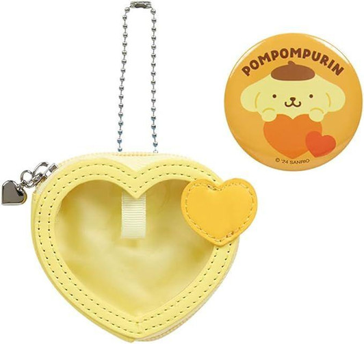  Sanrio Mini Pouch & Badge  Pom Pom Purin (Colorful Heart) 