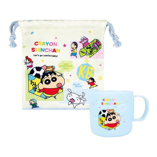  T's Factory Crayon Shin-chan Plastic Cup & Drawstring Bag Set Colorful Comic 