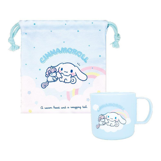  T's Factory Sanrio Plastic Cup And Drawstring Set Rainbow / Cinnamoroll 