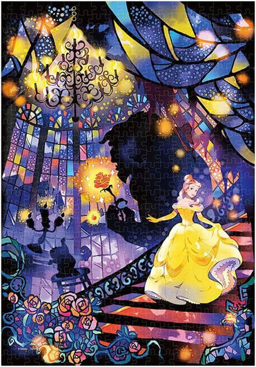  Tenyo DSG-500-638 Tenyo  Jigsaw Puzzle Disney Beauty and the Beast Two Hearts... Stained Art (500 Pieces) 