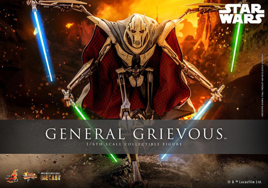  Hot Toys Movie Masterpiece Diecast - 1/6 Scale Fully Poseable Figure: Star Wars / Episode III Revenge of the Sith - General Grievous 
