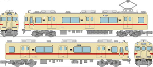  Tomytec Nagoya Railroad (Meitetsu) Series 6000 (Straw Cream x Red Belt/6013 Configuration) 2 Cars Set (N scale) 
