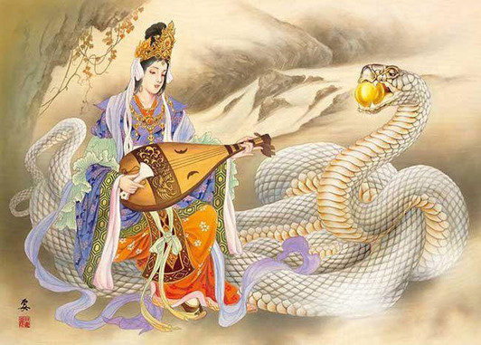 Appleone Jigsaw Puzzle White Snake and Benzaiten (Komatsuma Kaname) (500 Pieces) 