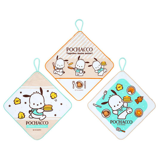  Sanrio Pochacco Loop-Handled Towel 3-Piece Set With Name Tag 