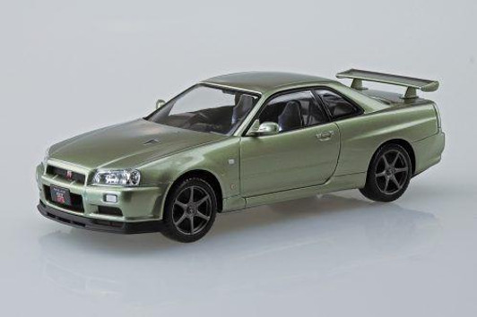  Aoshima The Snap Kit 1/32 Nissan R34 Skyline GT-R Nur (Millennium Jade) Plastic Model 
