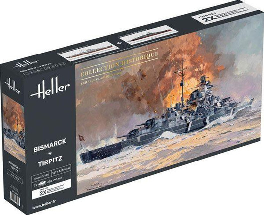  Heller 1/400 WW.II German Army Bismarck + Tirpitz Set of 2 Ships Plastic Model 