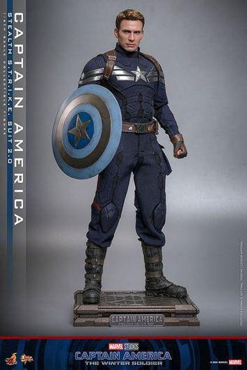  Hot Toys Movie Masterpiece 1/6 Scale Fully Poseable Figure: Captain America: The Winter Soldier - Captain America (Stealth S.T.R.I.K.E. Suit 2.0) 