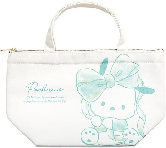  T's Factory Sanrio Insulated Canvas Lunch Bag Watercolor Big Ribbon Pochacco 