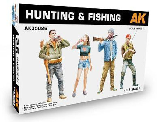  Platz 1/35 Hunting & Fishing Figure Figure 4pc. Set Plastic Model 