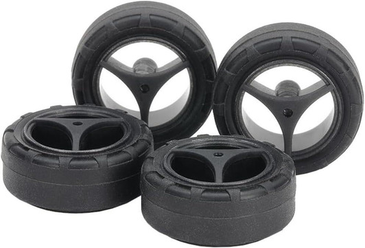  Tamiya 15543 Mini 4WD Super X & XX Super Hard Small Diameter Narrow Tire (24mm) & Carbon Reinforced 3-Spoke Wheel 