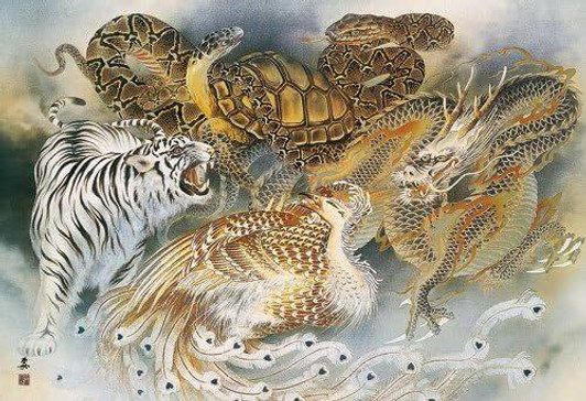  Appleone 60-003 Jigsaw Puzzle Auspicious Four Divine Beasts Painting (Kozuma Kaname) (60 Pieces) 