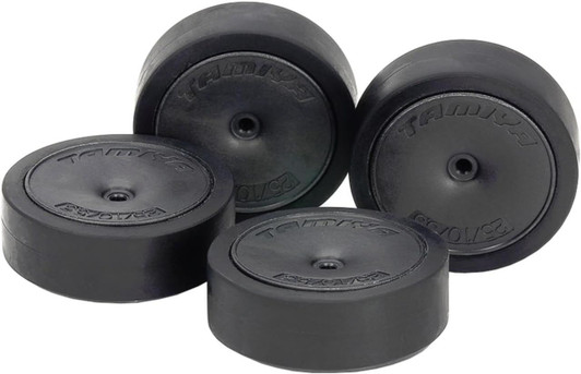  Tamiya 15544 Mini 4WD Low Friction Large Diameter Low Profile Tire (31mm) & Carbon Wheels (Dish) 