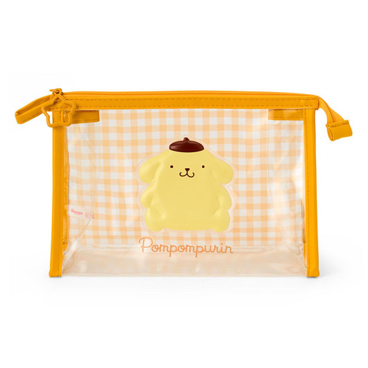 Sanrio Pompompurin Clear Pouch Transparent PVC Steel Zipper Closure Suitable for Ages 3 and Up