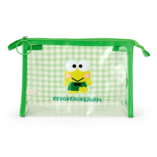 Sanrio KeroKeroKeroppi Clear Pouch Transparent PVC with Steel Zipper Closure Recommended Age: 3 Years and Older