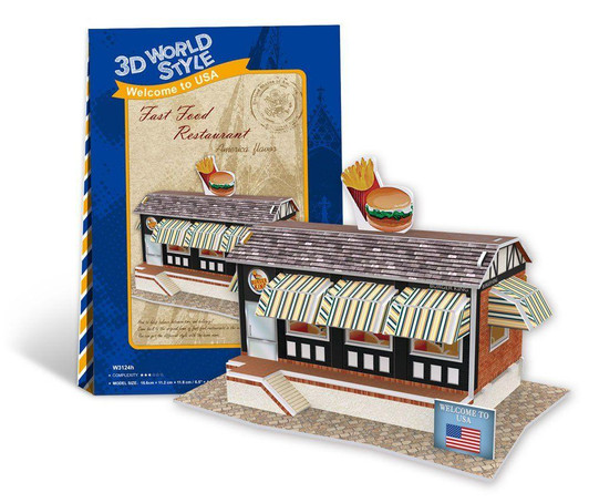 Other Heart Art Collection Jigsaw Puzzle 3D Puzzle 3D Craft Model USA Fast Food Restaurant (36 Pieces) 