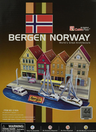  Other Heart Art Collection Jigsaw Puzzle 3D Puzzle 3D Craft Model Bryggen in Bergen City (44 Pieces) 
