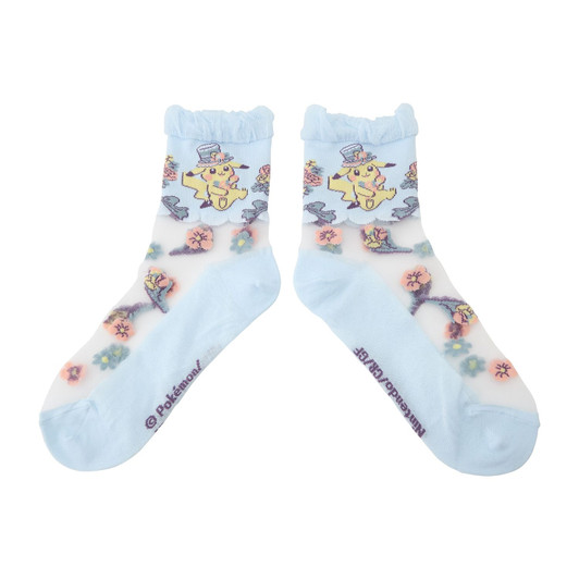 Pokemon Center Original Middle Socks See-Through Pikachu Pokemon Botanical Easter (23-25cm)  Socks