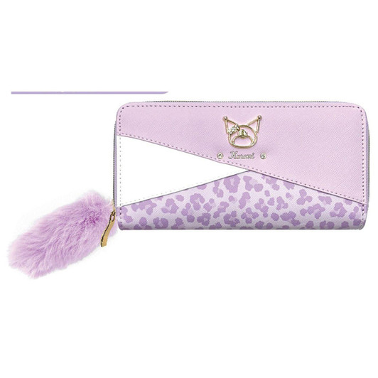  Sun Art Kuromi Leopard Print Three Fold Leather Wallet Purple 