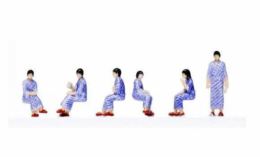 Kato 24-1201 (N) Model People 'Sleeper Train Passengers: Relaxing in Yukata' (6 pcs.) (N scale)