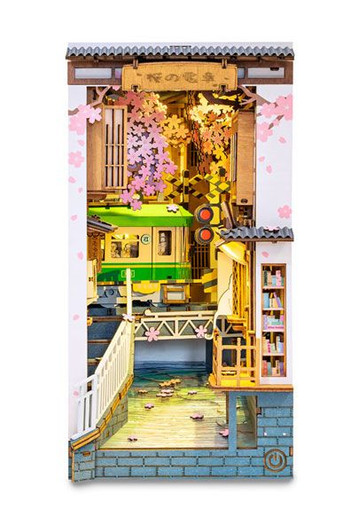 ROBOTIME DIY Book Nook Sakura Train Wooden Handmade Kit (340 Pieces)
