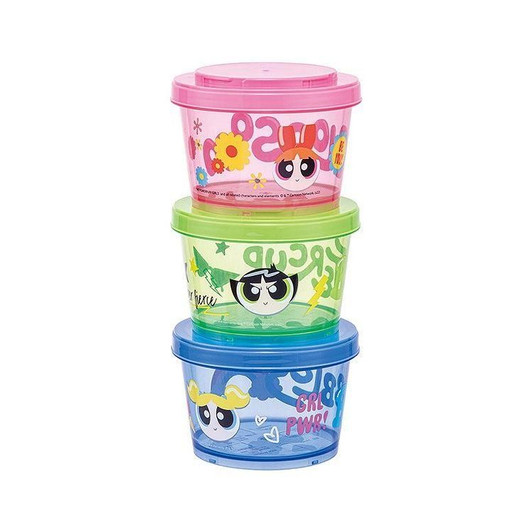 Skater Skater Powerpuff Girls Thin Meat Storage Container 3P SIJ3++