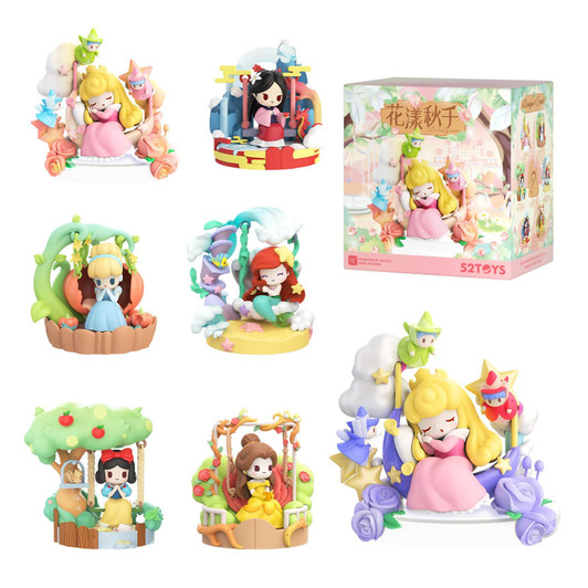 52Toys Disney Princess D-baby Series-Floral Swing Blind Box Trading Figure Collection Figure Pre-painted Gachapon Desktop Decoration Doll Toy Disney A