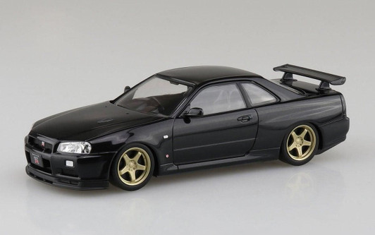 Aoshima RakuPla Snap Car Nissan R34 Skyline GT-R Custom Wheel Black Pearl Plastic Model