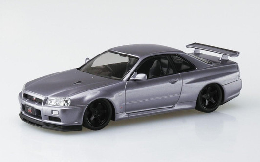 Aoshima RakuPla Snap Car Nissan R34 Skyline GT-R Custom Wheels Athlete Silver Plastic Model