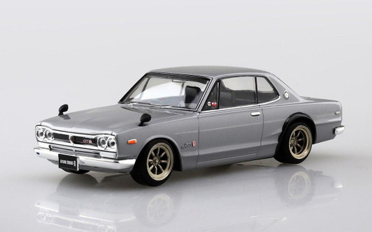 Aoshima RakuPla Snap Car Nissan C10 Skyline 2000GT-R Custom Wheels Silver Plastic Model