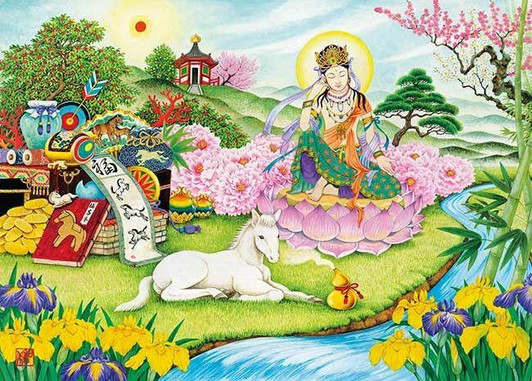 Appleone Jigsaw Puzzle The White Horse and Kannon Bodhisattva (500 Pieces) 