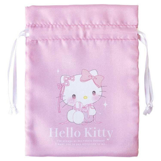  T's Factory Sanrio Satin Drawstring Bag Ballet Core Hello Kitty 