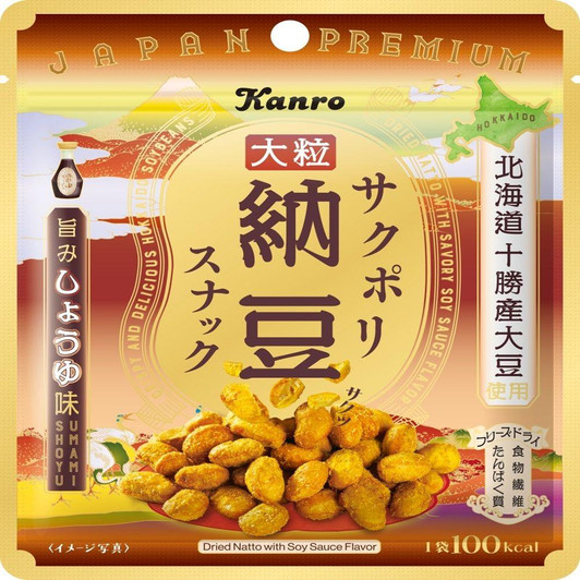  Japanese Food Sakupori Natto Snack Umami Soy Sauce Flavor 21g Kanro - Ingredient Snack 