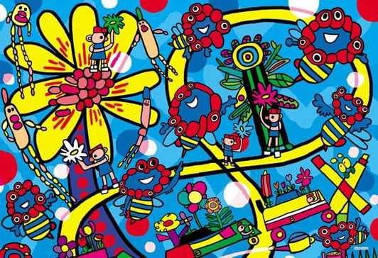 Jigsaw Puzzle The bees' dance, pulsing and coloring endlessly. (300 Pieces)