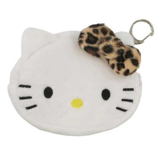 Unique730 Mini Face Pouch Hello Kitty Leopard Print Brown